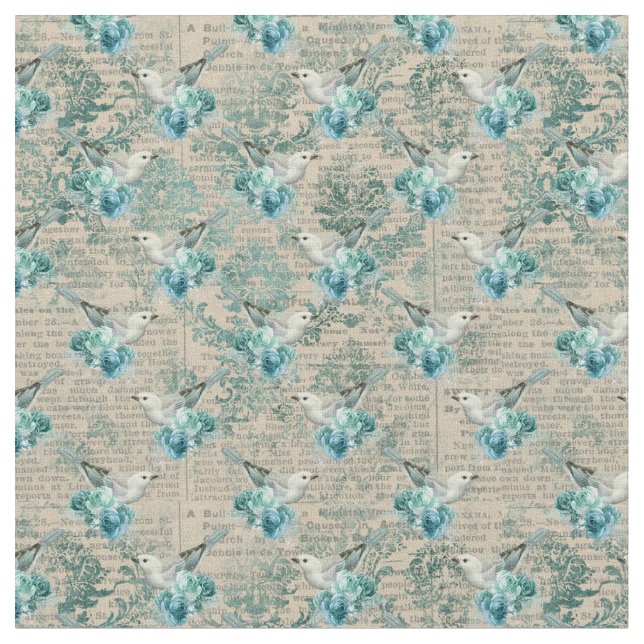 Tissu vintage d'oiseaux (Fermer)