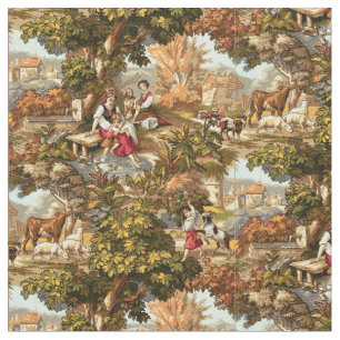 Tissu Vintage époque victorienne 1890 Scènes pastorales