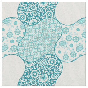 Tissu Vintage Floral Marocain Motif des tons Turquoises