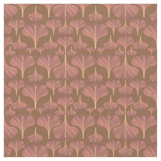Tissu Vintage Gingko Brown motif floral (Fermer)