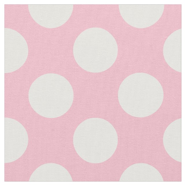 Tissu Vintage Grand Pois Blanc Pastel Rose Motif (Fermer)