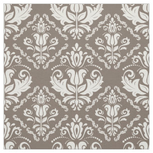 Tissu Vintage ivoire Taupe Damask Motif élégant