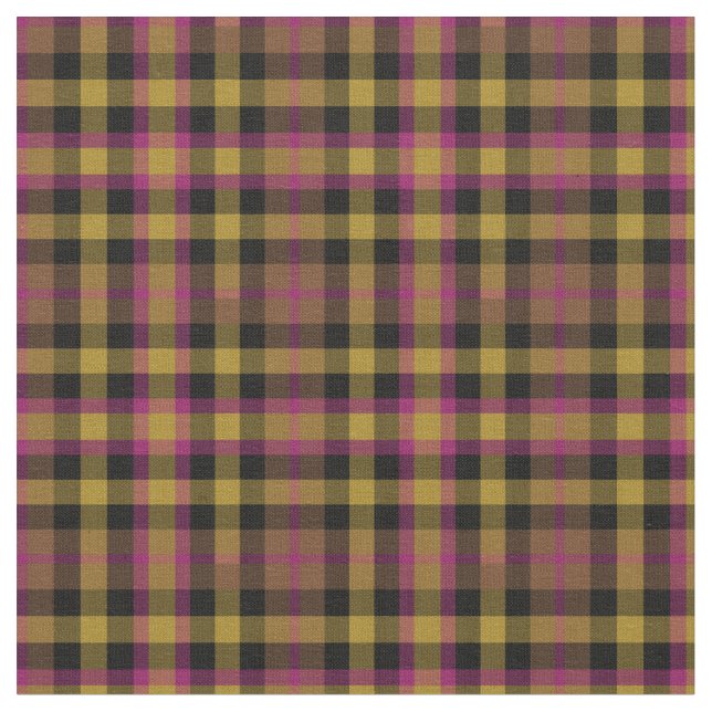 Tissu Vintage Magenta, or et noir Plaid (Fermer)