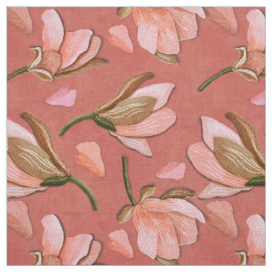 Tissu Vintage Magnolia Blossom sur Dusty Rose