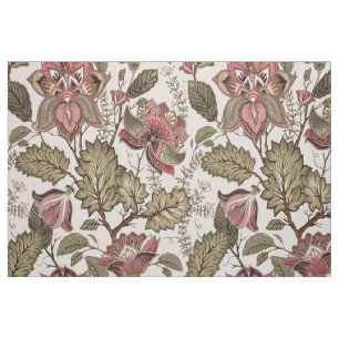 Tissu Vintage motif floral rose vermeux victorien