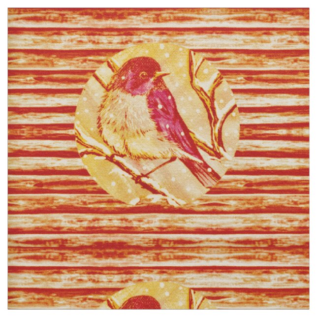 Tissu Vintage Orange Bird (Échantillon)