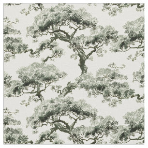 Tissu Vintage Oriental Japonais Bonsai Tree Motif