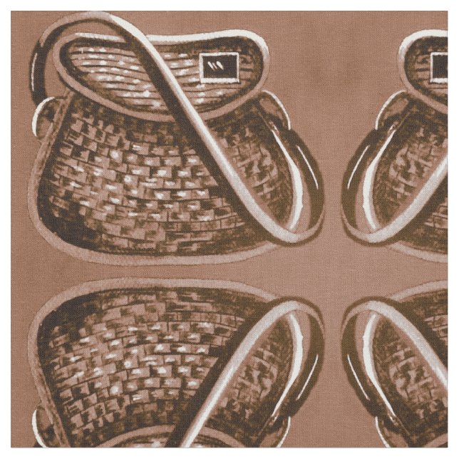 Tissu Vintage Pêche Antique Panier Fabric (Fermer)