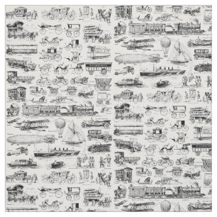 Tissu Vintage Planes Trains & Automobiles Motif