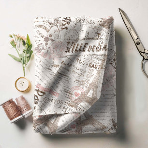 Tissu Vintage Romance Collage rose ID226