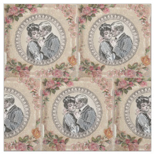 Tissu Vintage Romance Couple : Antique Rose Girly Love