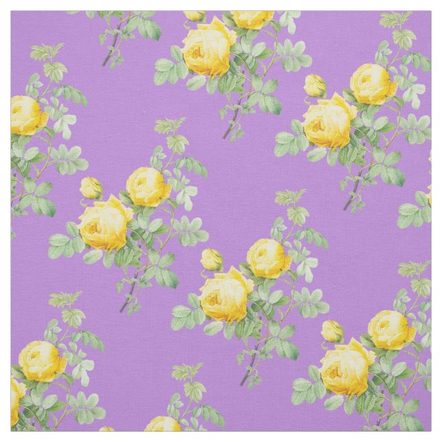 Tissu Vintage Roses Jaunes Élégant Motif (Échantillon)