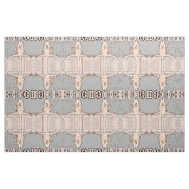 Tissu Vintage Russe Taureau gris blanc Ouest (Fat Quarter)