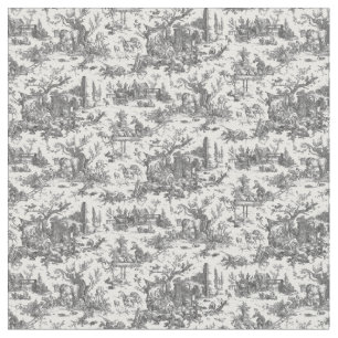 Tissu Vintage Rustique Ferme Français Toile-Noir & Blanc