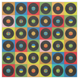 Tissu Vintage Vinyl Records Retro Music Colorant