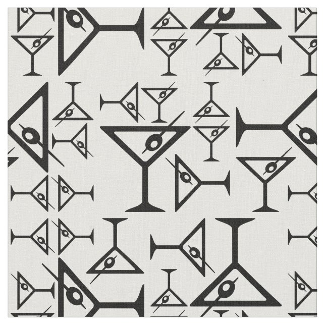 Tissu Vintages Martini Glaces noir et blanc Martini (Fermer)