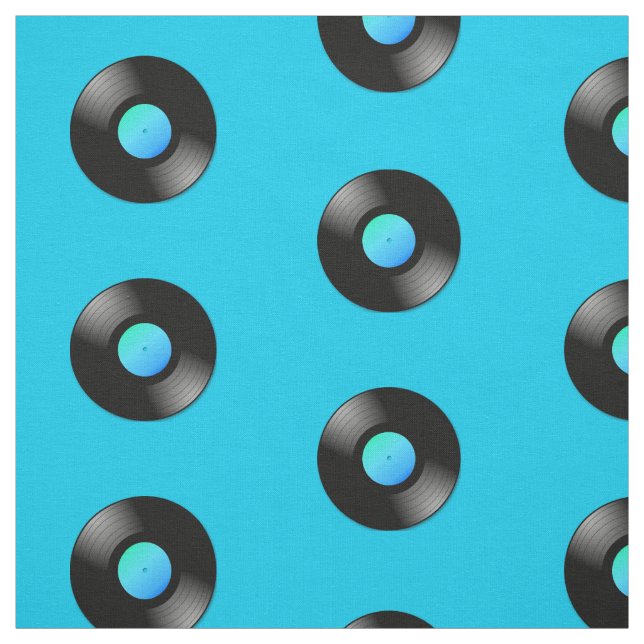 Tissu Vinyl LP Record sur Motif bleu (Échantillon)