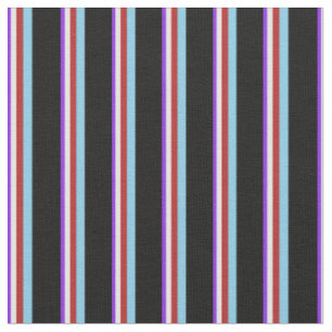 Tissu Violet, blanc, rouge, bleu ciel et noir