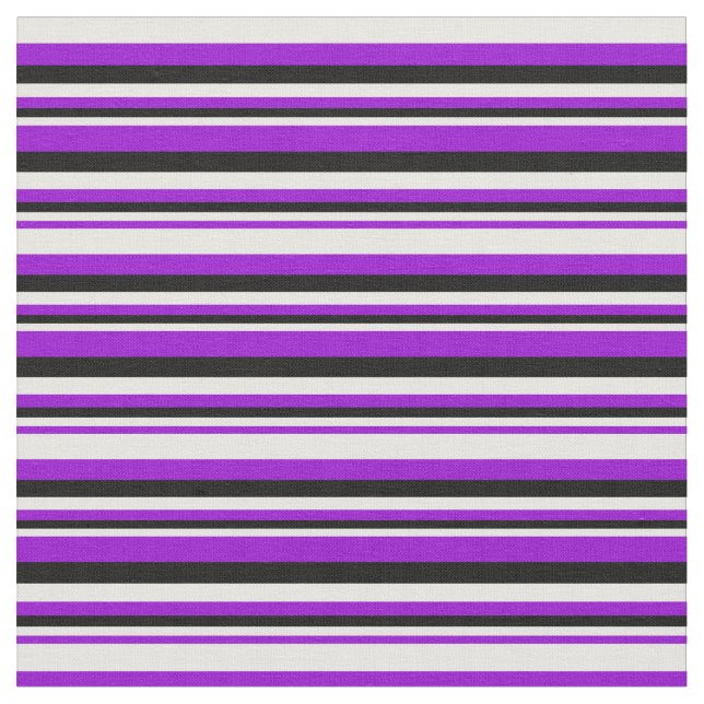Tissu Violet foncé, blanc et noir Motif rayé (Fermer)