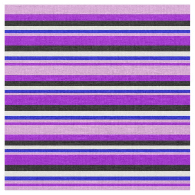 Tissu Violet foncé, prune, bleu, blanc et Motif noir (Fermer)