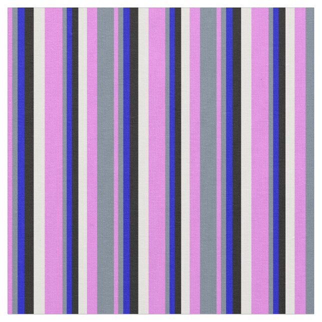 Tissu Violet, gris ardoise, bleu, noir et blanc (Fermer)