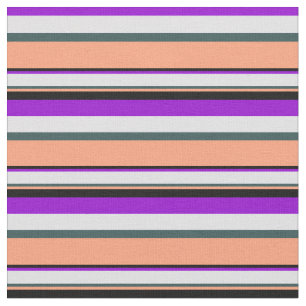 Tissu Violet, Lavande, Gris Ardoise, Saumon Léger & Noir