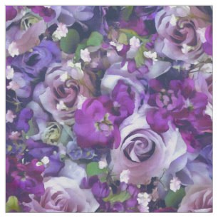 Tissu Violet Lilac Rose Fleurs Motif de jardin