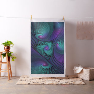 Tissu Violet Rencontre Turquoise Moderne Art Fractal Abs