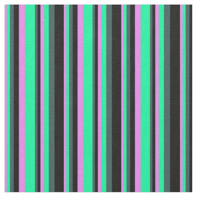 Tissu Violet, vert, gris ardoise foncé et rayures noires (Fermer)