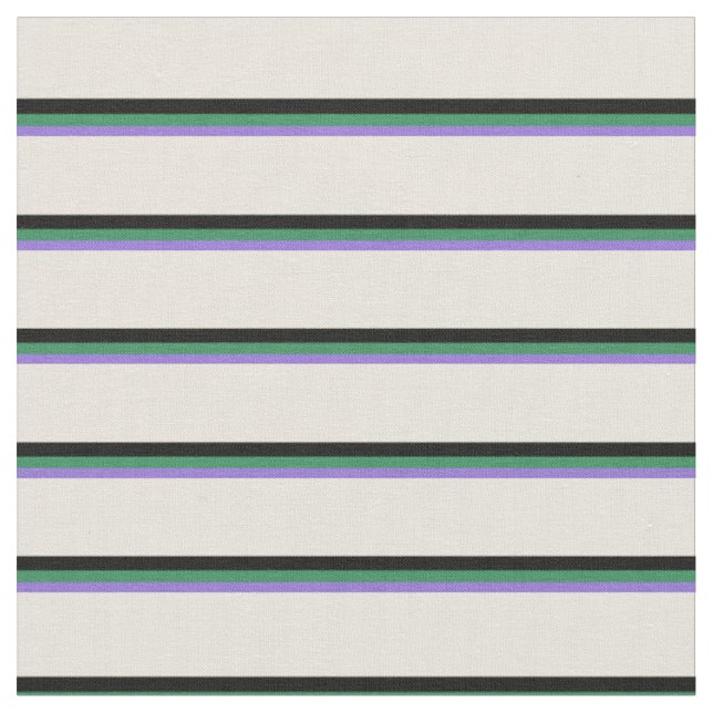 Tissu Violet, Vert mer, Noir & Beige Motif rayé (Fermer)