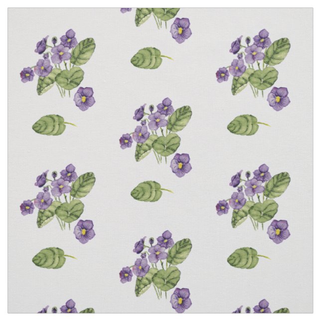 Tissu violet violet vert feuille motif aquarelle (Échantillon)