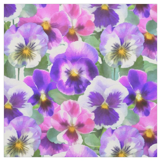 Tissu Violets colorés Pansy Flowers Motif (Échantillon)