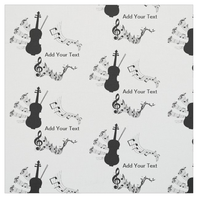 Tissu Violon noir et blanc élégant avec notes musicales (Échantillon)