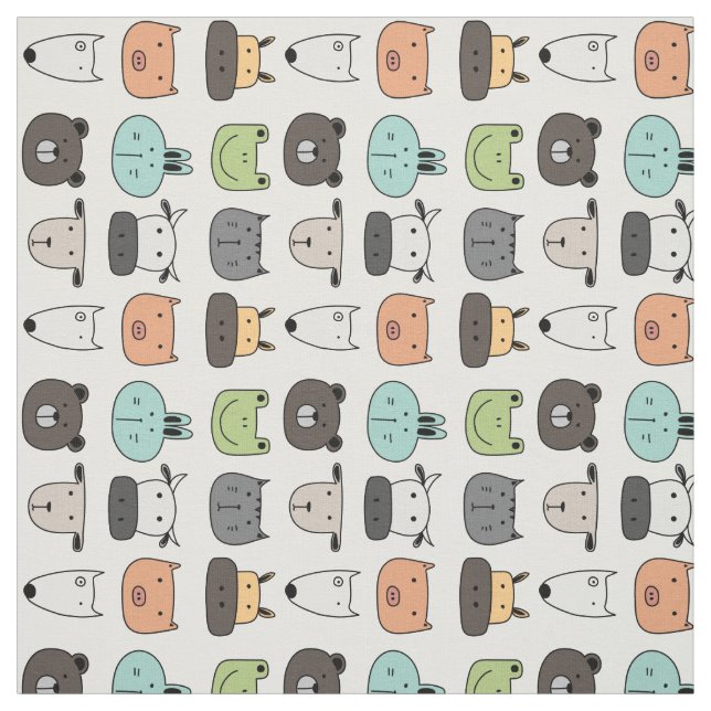 Tissu - Visages animaux tournés (Échantillon)