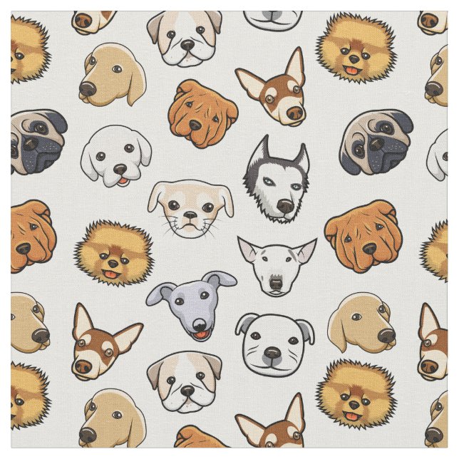 Tissu Visages de chien mignons (Fermer)