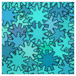 Tissu Vitesses, bleu de mer et turquoise géométriques
