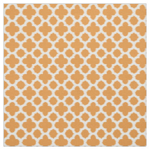 Tissu Vive vive Orange Blanc Ikat Quatrefoil Motif