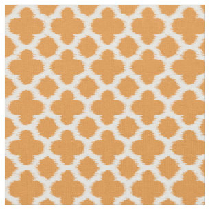 Tissu Vive vive Orange Blanc Ikat Quatrefoil Motif