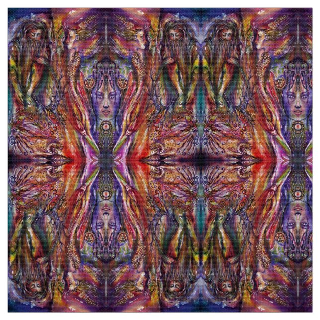 Tissu VIVIEN ET MERLIN Imaginaire bleu violet rose (Échantillon)