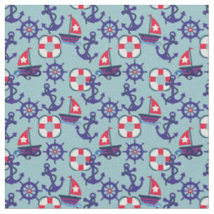 Tissu Voile   Nautique   Rouge, blanc et bleu