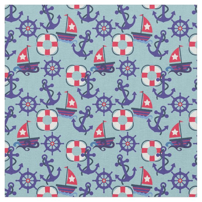 Tissu Voile | Nautique | Rouge, blanc et bleu (Fermer)