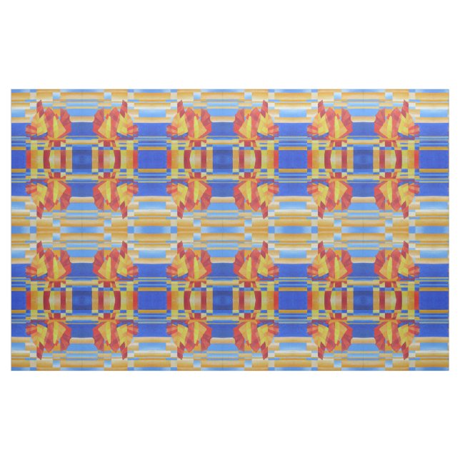 Tissu Voile sur les Sept Mers So Blue Cubist Abstrait (Fat Quarter)