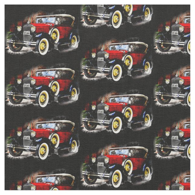 Tissu Voiture rouge Vintage en noir  (Fermer)