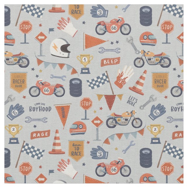 Tissu Voitures de course motos enfance  (Fermer)