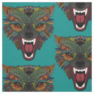 Tissu vol de combat de loup bleu turquoise