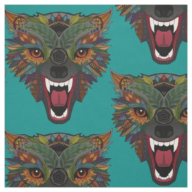Tissu vol de combat de loup bleu turquoise (Échantillon)