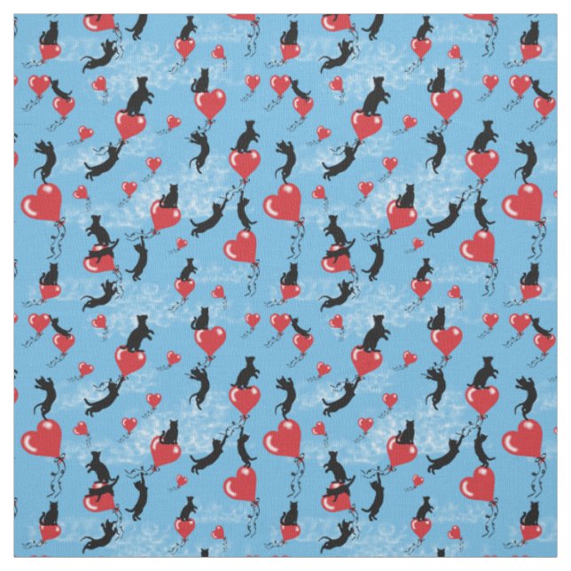 Tissu Voler des ballons rouges (Échantillon)