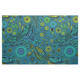 Tissu Voler, pilonner la libellule en bleu