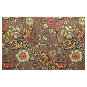 Tissu Voler, voler libellule sur la cannelle brun