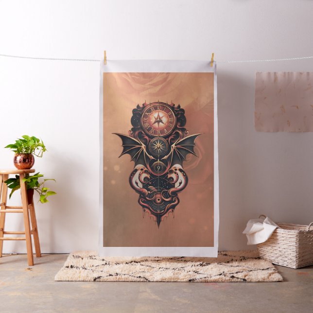 Tissu Voyage mystique de temps avec ailes, montre steamp (In Situ)